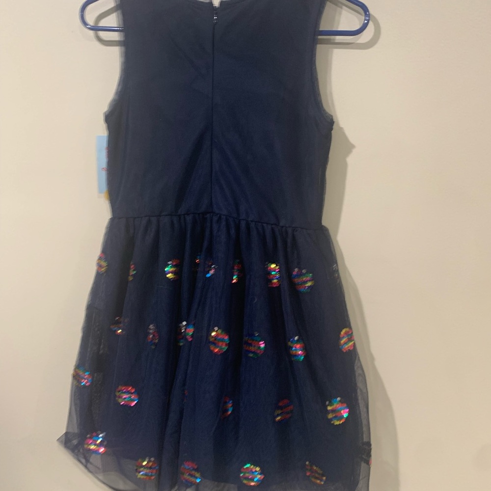 Large (10/12) girls Navy blue dress with sequins